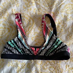 reversible black and pattern rip curl bikini top
